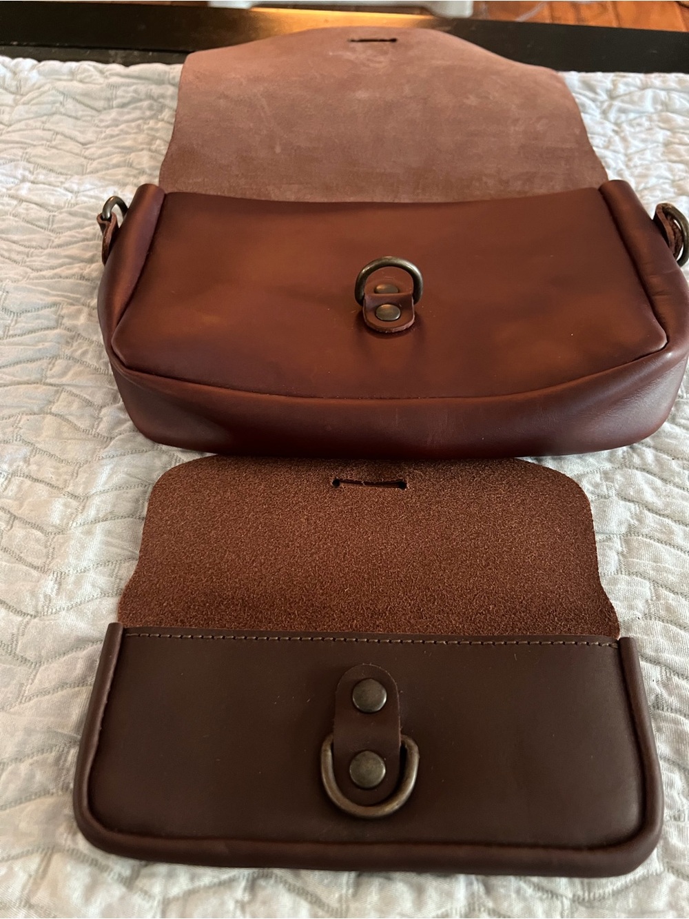Leather Crossbody Bag / Buckle Strap, matching Eye glass holder New never used - Picture 10 of 10